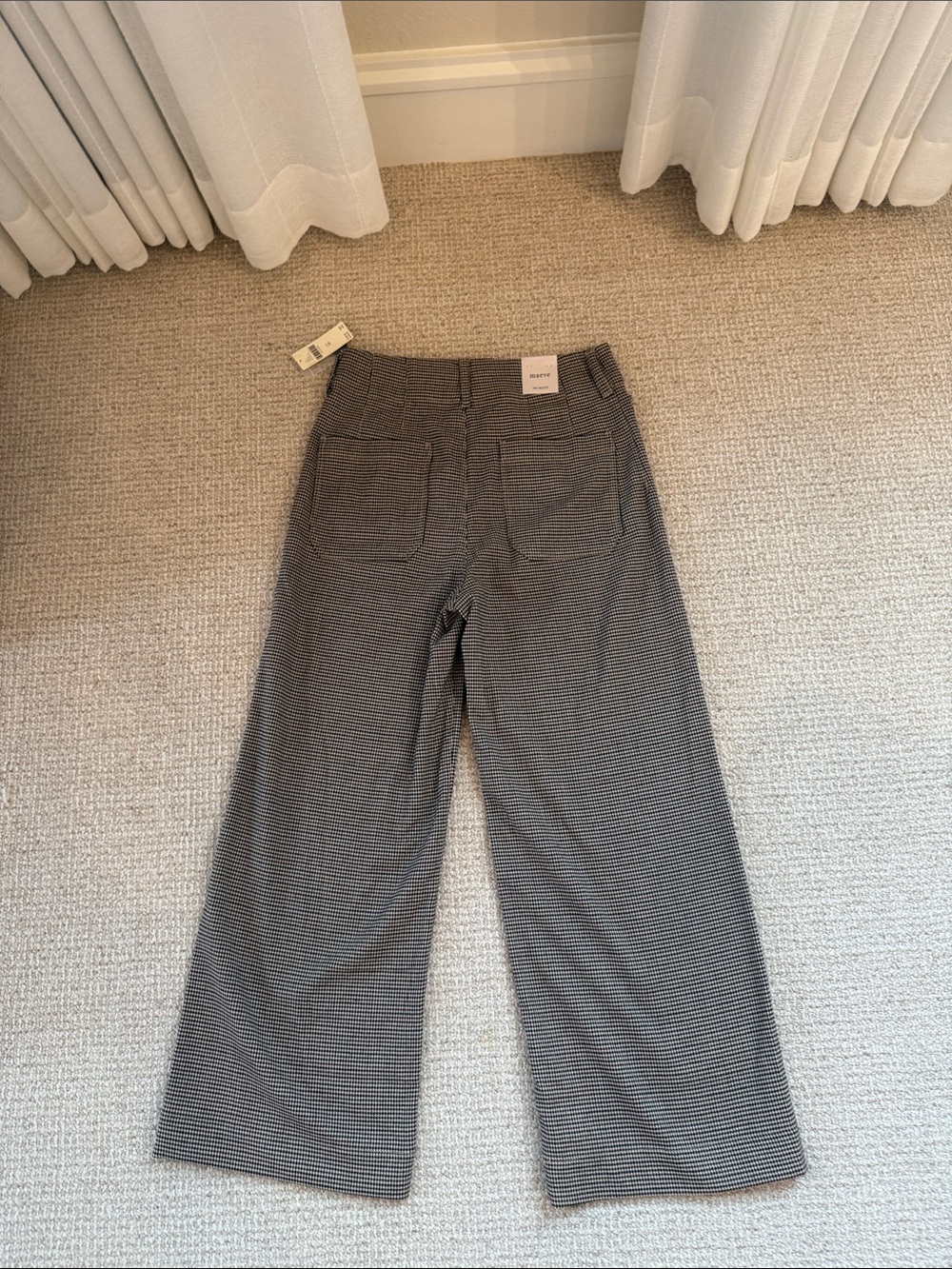 Maeve Black and Cream Wide-Leg Houndstooth Pants - Picture 4 of 8